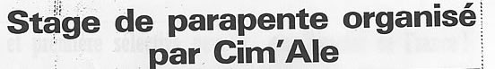 Stage de parapente organis par Cime'Ale